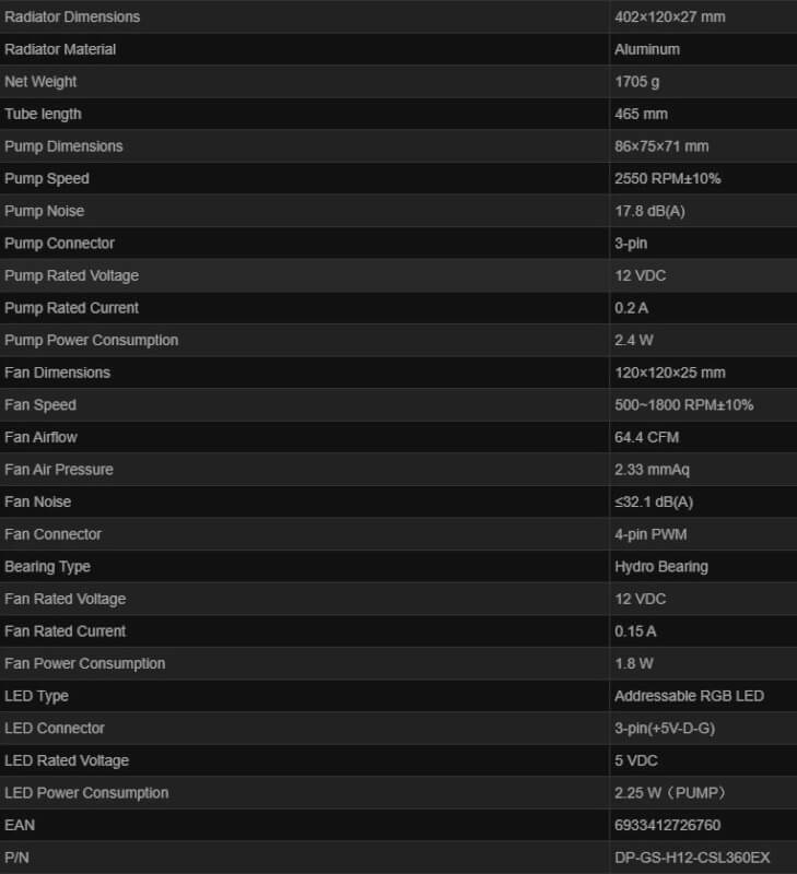 deepcool specs gaming køler castle 360ex specifikationer.JPG